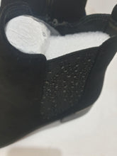 Load image into Gallery viewer, Luna faux suede black Chelsea boot with sparkling elastic side detail
