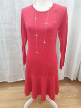 Load image into Gallery viewer, Marble red dress with button detail on front
